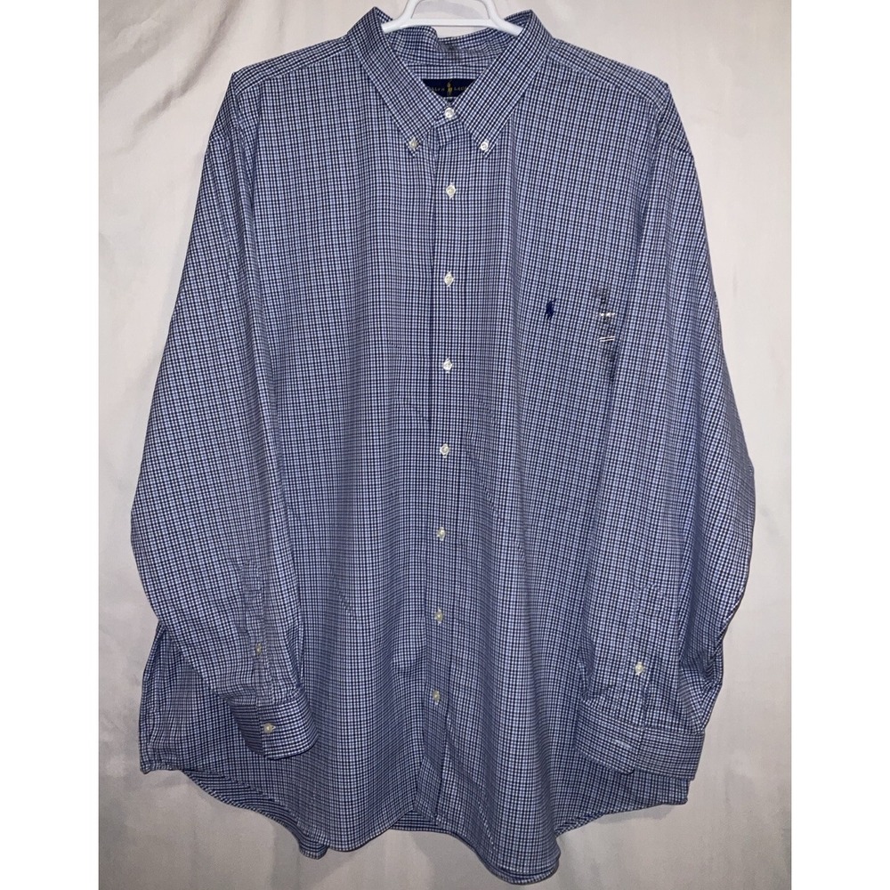 NWT Men's Polo Ralph Lauren Performance Stretch Wicking Dress Shirt Blue 4XB Big